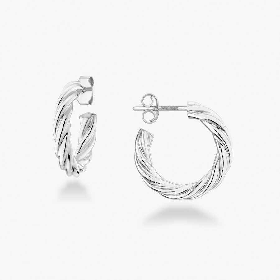 Lightweight Twisted Hoop Earrings in Sterling Silver
