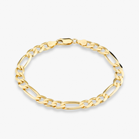 Figaro Chain Bracelet in 18k Gold Over Sterling Silver, 7mm – Miabella