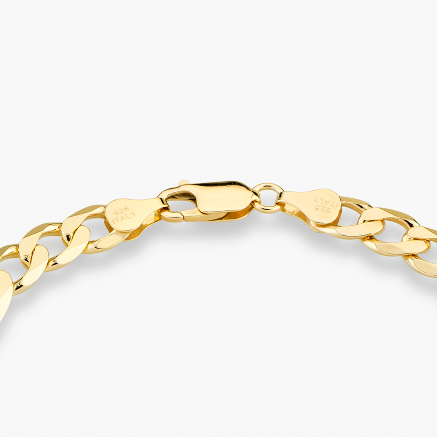 9ct Gold 1+3 Figaro Bracelet - Heavy Look - 7.8