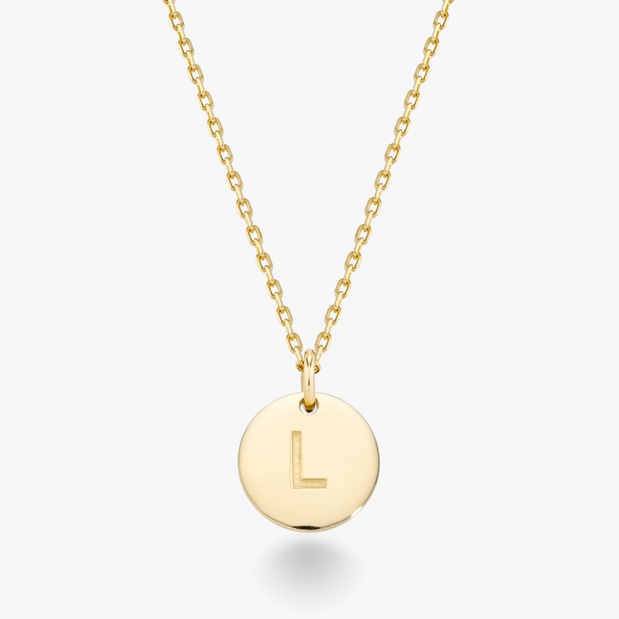 Adjustable Initial Pendant Necklace in 18k gold over sterling silver