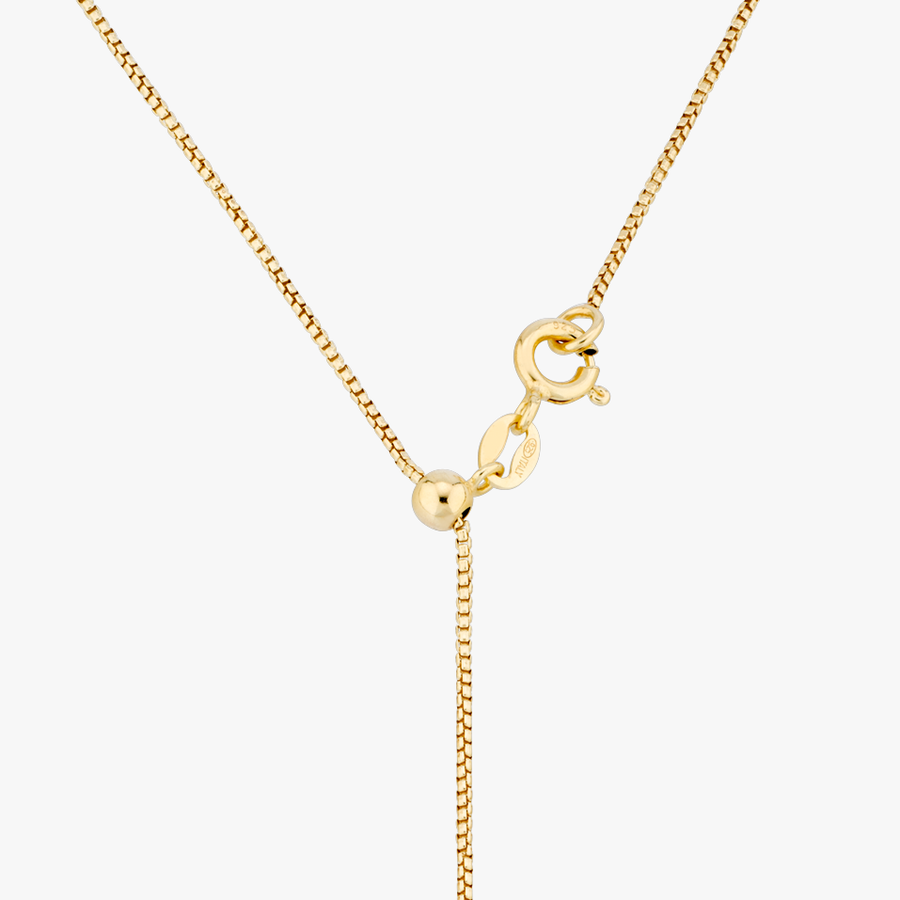 Adjustable Bolo Box Necklace in 18k gold over sterling silver, 1mm