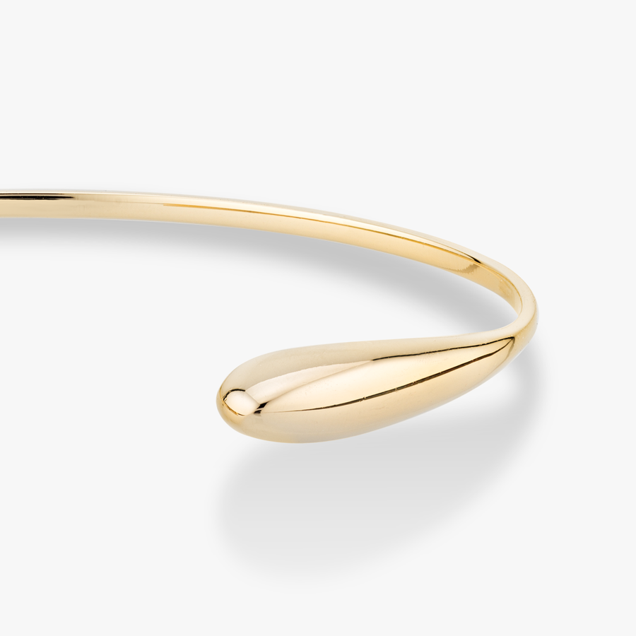 Adjustable Organic Teardrop Open Cuff Bangle in 18k gold over sterling silver