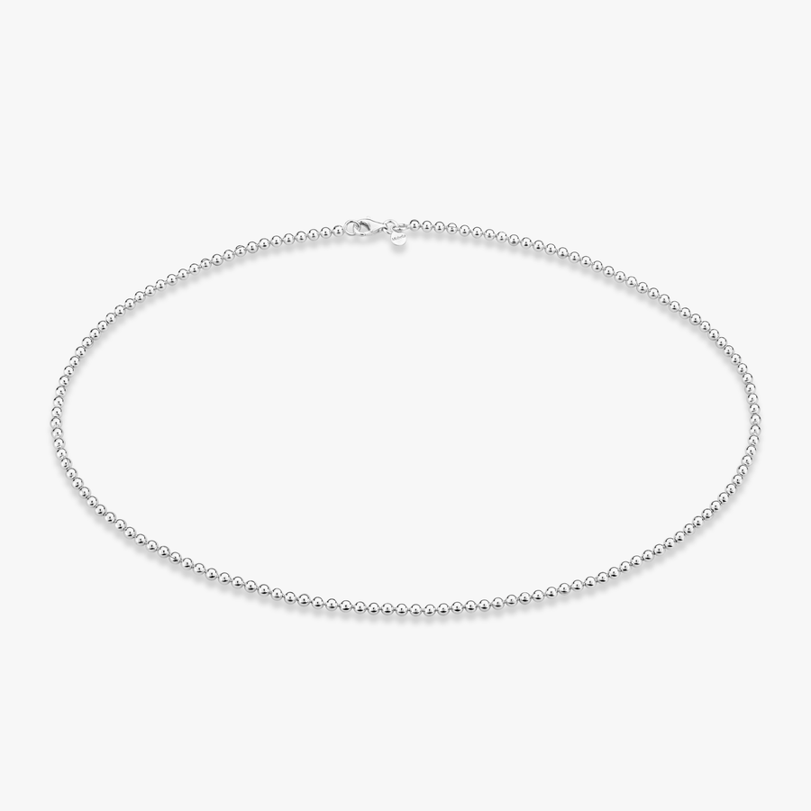 Bead Strand Necklace in Sterling Silver, 3mm