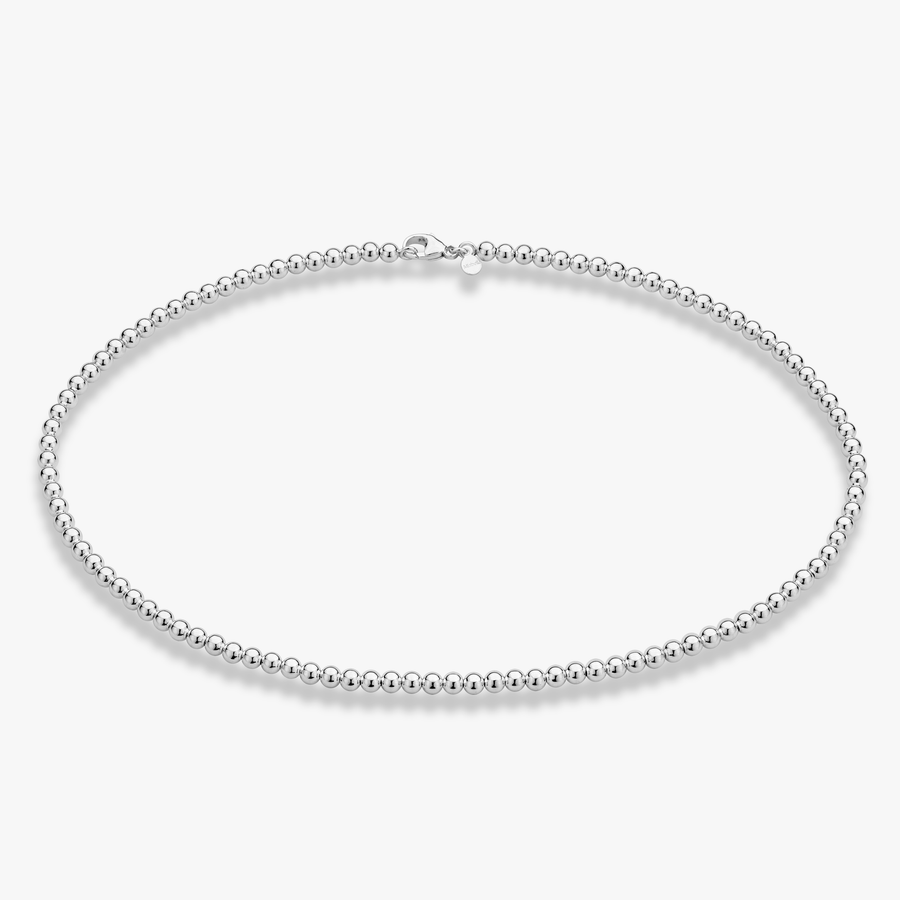 Bead Strand Necklace in Sterling Silver, 4mm