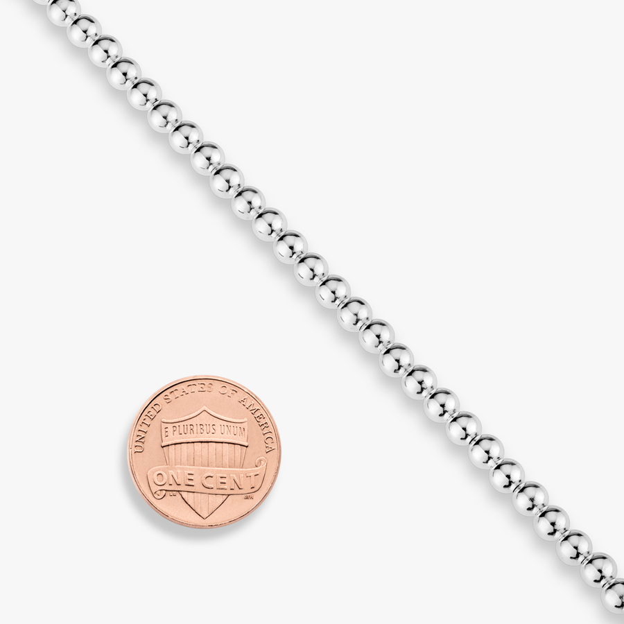 Bead Strand Necklace in Sterling Silver, 4mm