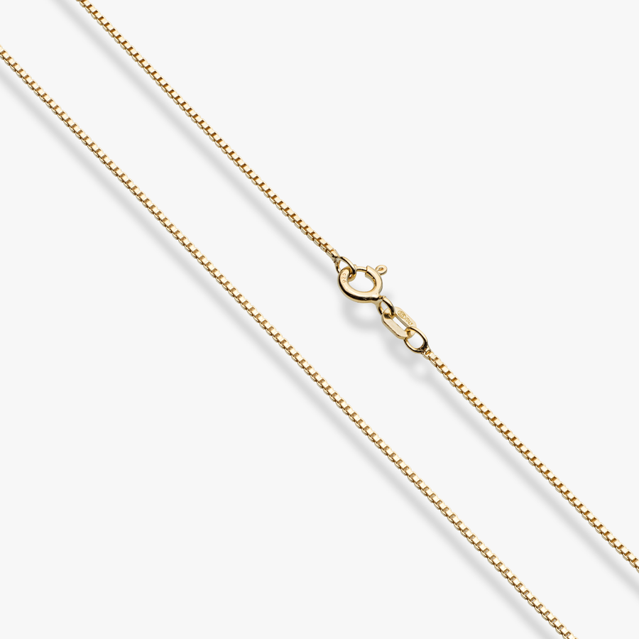 Box Chain Necklace in 18k gold over sterling silver, 1mm