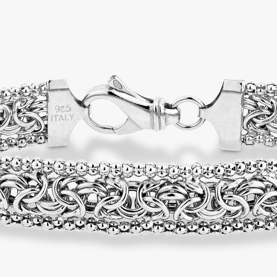 Byzantine Beaded Mesh Bracelet in Sterling Silver