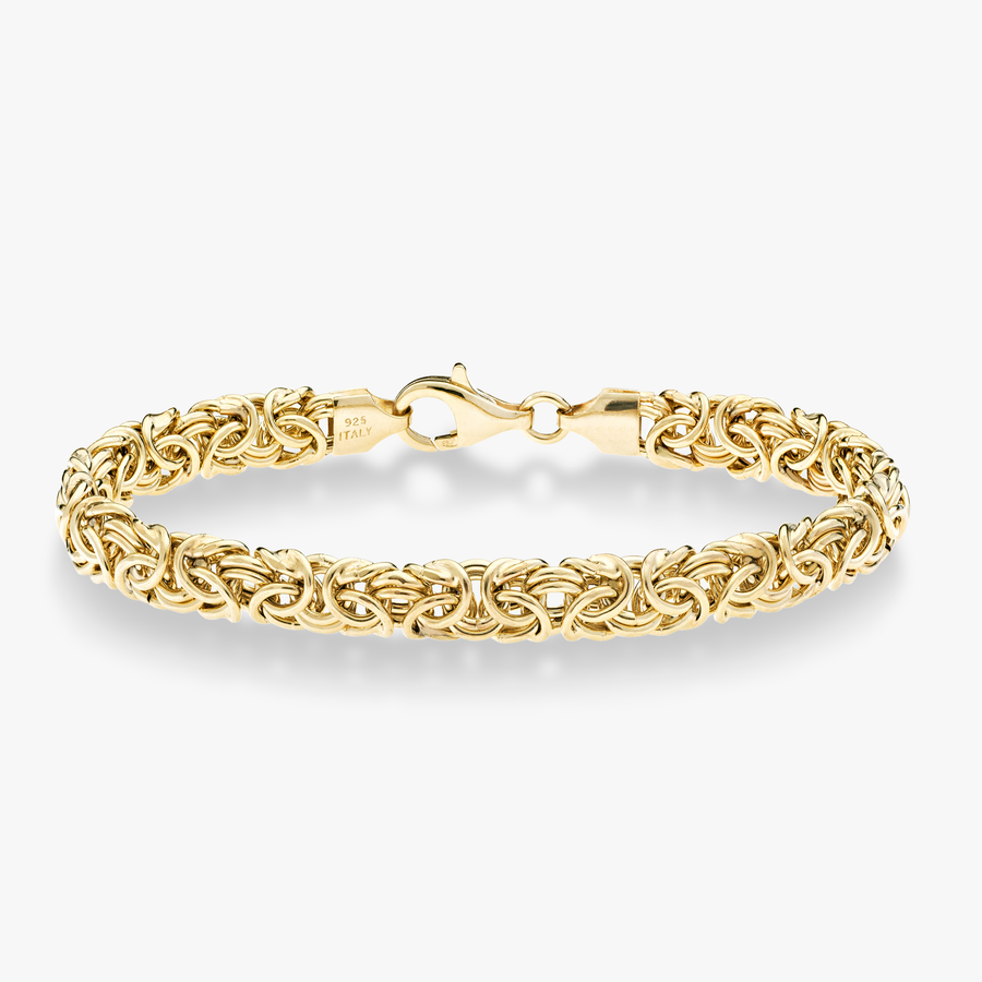 Byzantine Bracelet in 18k gold over sterling silver 6mm Miabella