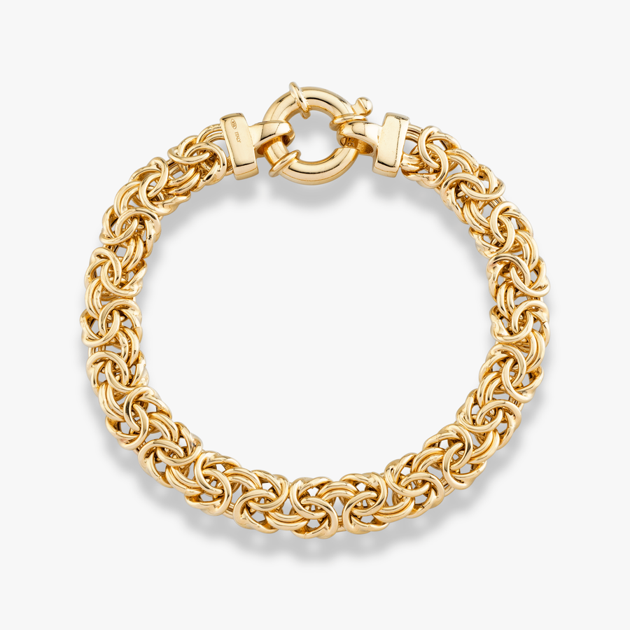 Byzantine Bracelet in 18k gold over sterling silver, 9mm