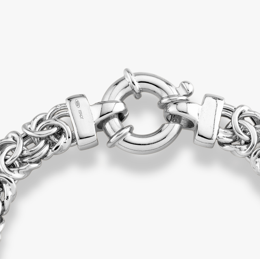 Byzantine Bracelet in Sterling Silver, 9mm – Miabella Byzantine Bracelet in Sterling Silver, 9mm – Miabella