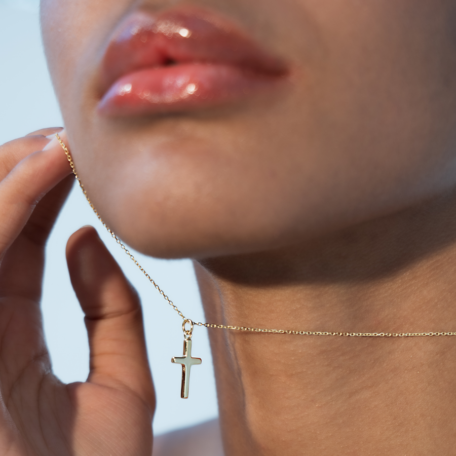 Cross Pendant Necklace in 18k gold over sterling silver