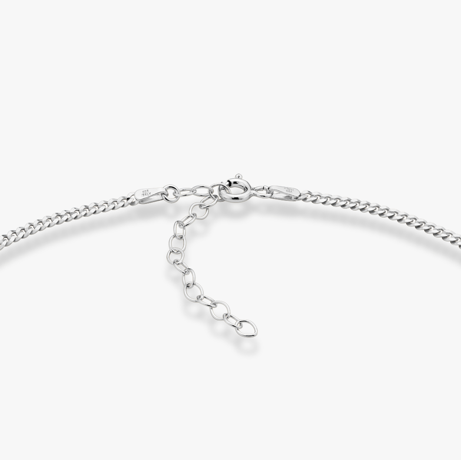 Cuban Adjustable Choker Necklace in Sterling Silver, 3.5mm