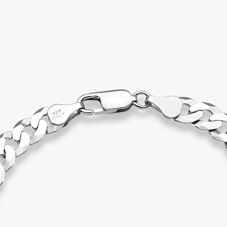 Cuban Chain Bracelet in Sterling Silver, 7mm