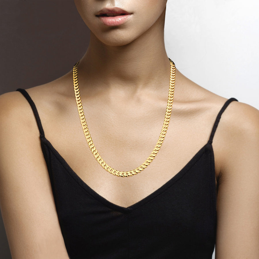 Cuban Chain Necklace in 18k gold over sterling silver, 7mm