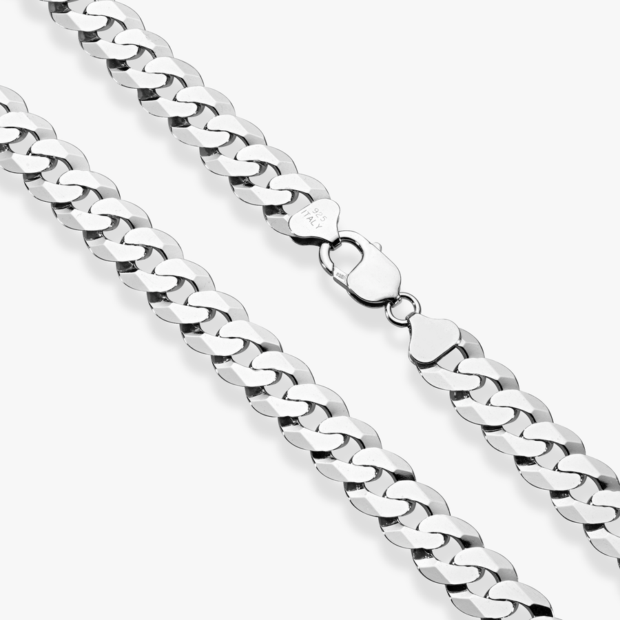 Cuban Chain Necklace in Sterling Silver, 12mm