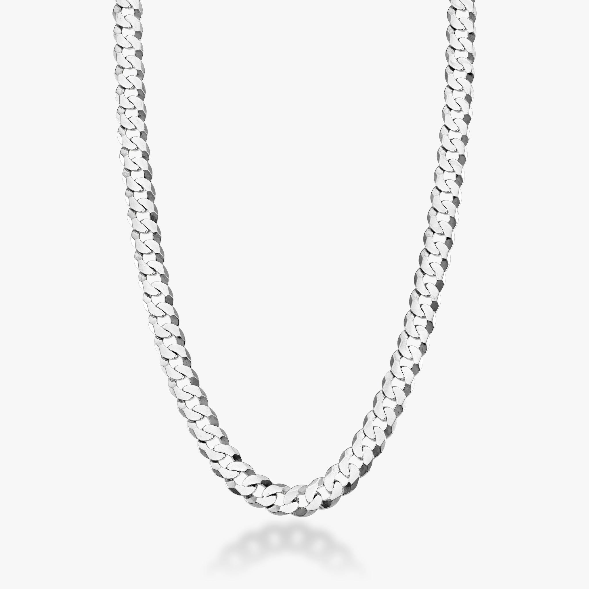 Cuban Chain Necklace in Sterling Silver, 7mm – Miabella