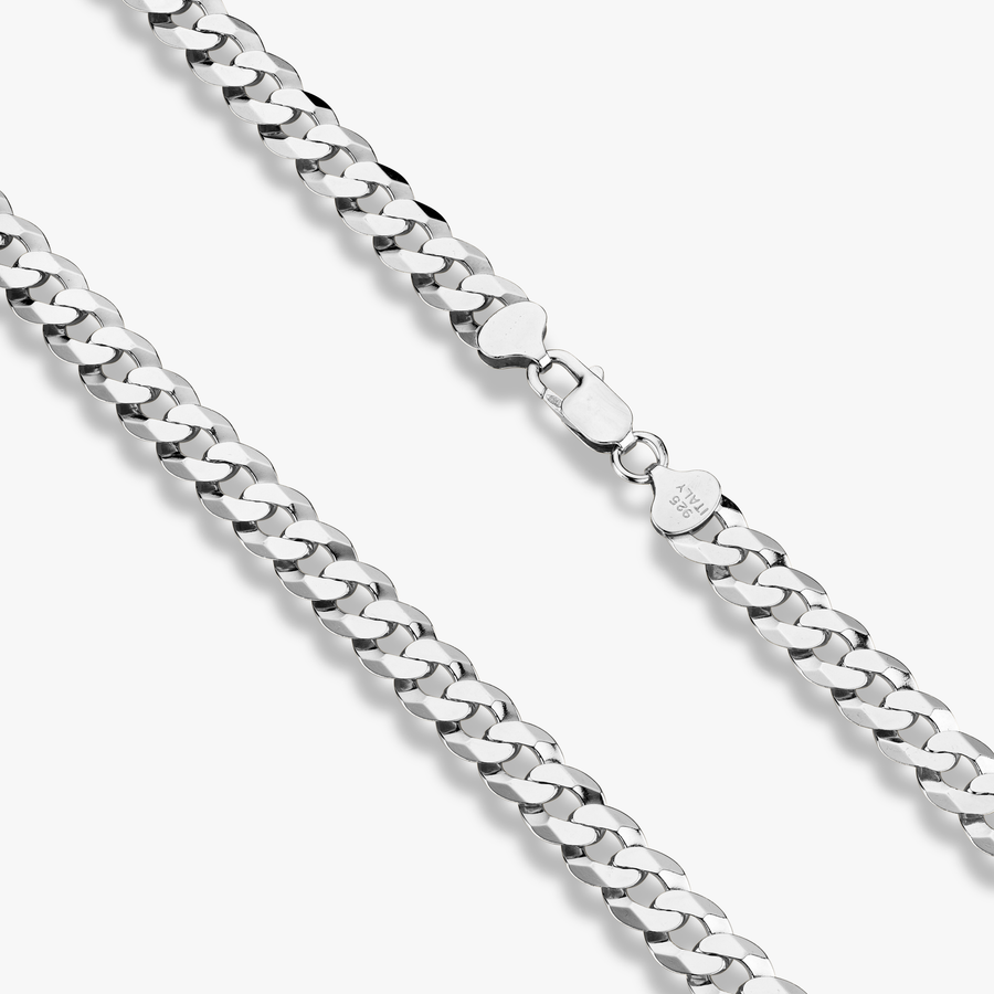 Cuban Chain Necklace in Sterling Silver, 9mm