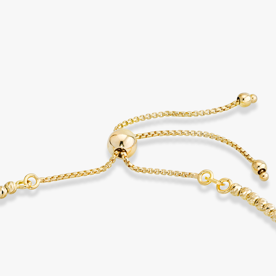Diamond-Cut Bead Adjustable Bolo Bracelet in 18k gold over sterling silver, 2.5mm