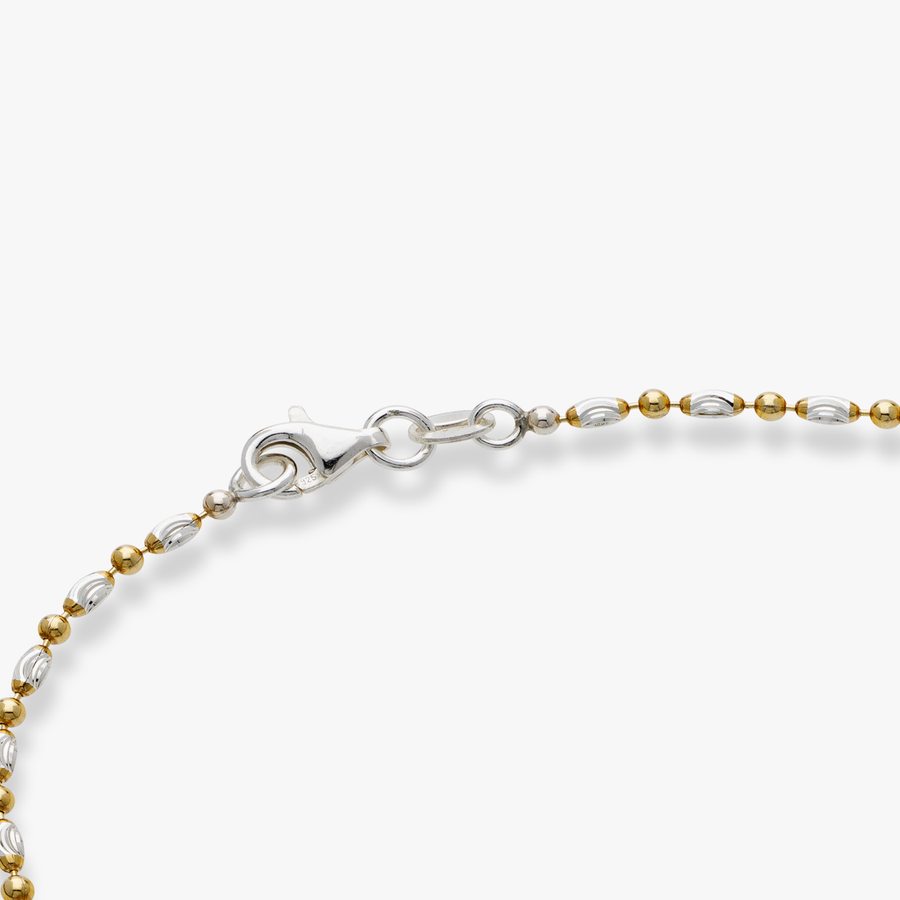 Diamond-Cut Oval and Round Bead Anklet in 18k gold over sterling silver