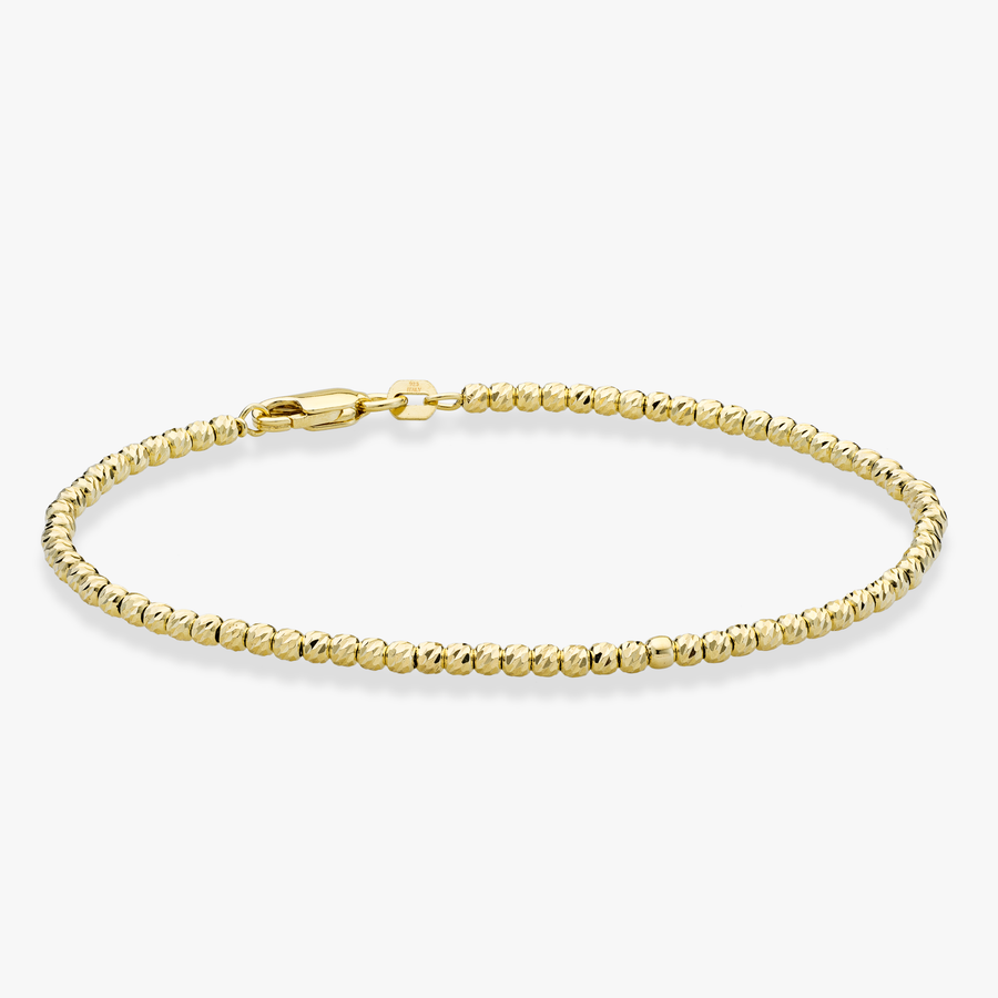 Diamond-Cut Round Bead Anklet in 18k gold over sterling silver, 2.5mm