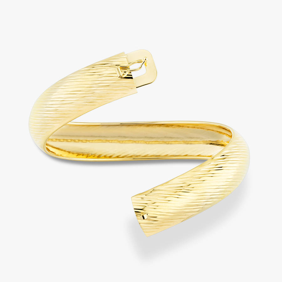 Diamond-Cut Round Flexible Bangle in 18k gold over sterling silver
