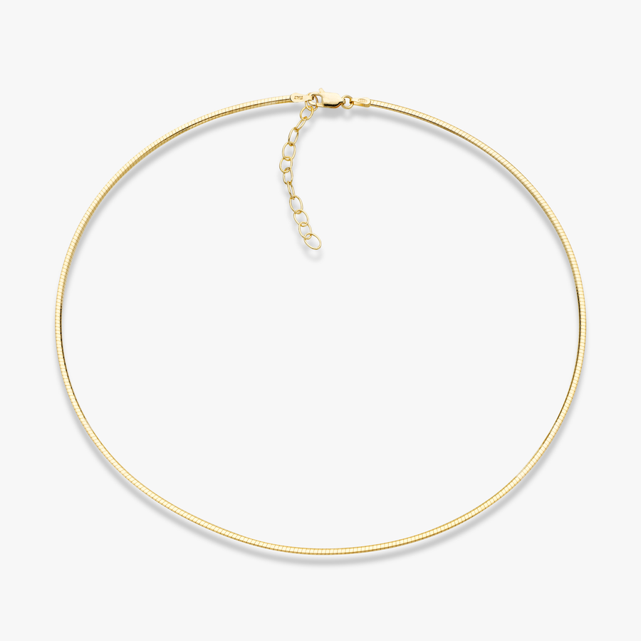 Dome Omega Adjustable Necklace in 18k gold over sterling silver, 2mm