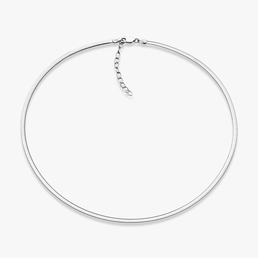 Dome Omega Adjustable Necklace in Sterling Silver, 2.5mm