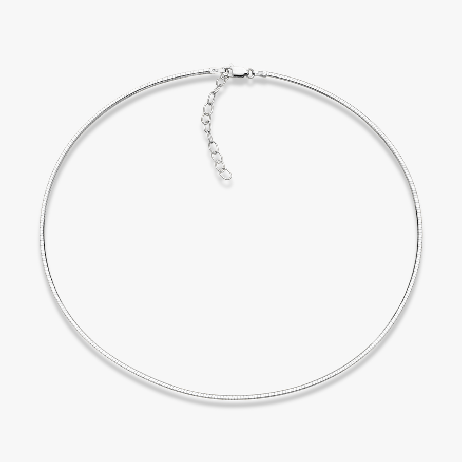 Dome Omega Adjustable Necklace in Sterling Silver, 2mm