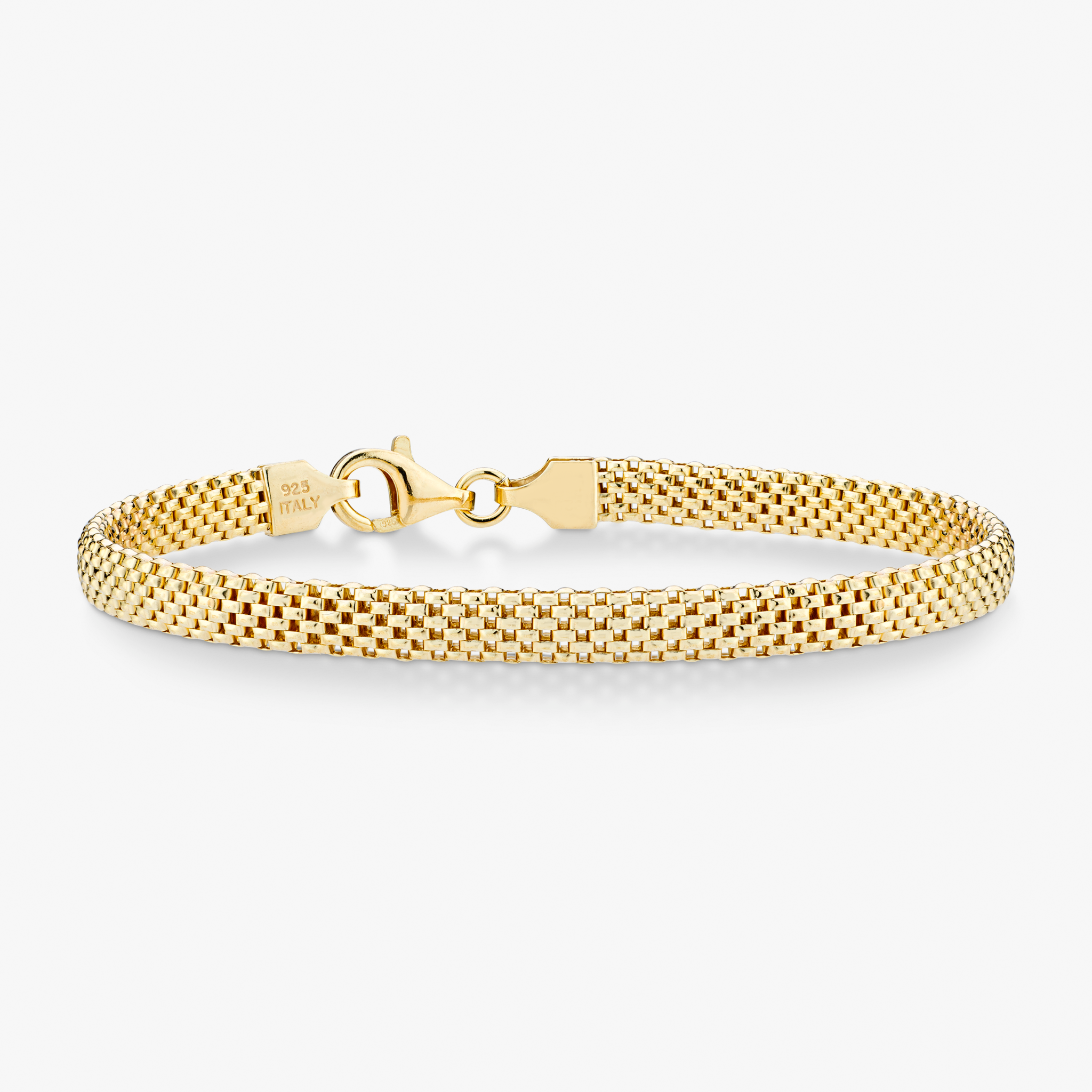 Domed Mesh Bracelet in 18k gold over sterling silver, 5mm – Miabella