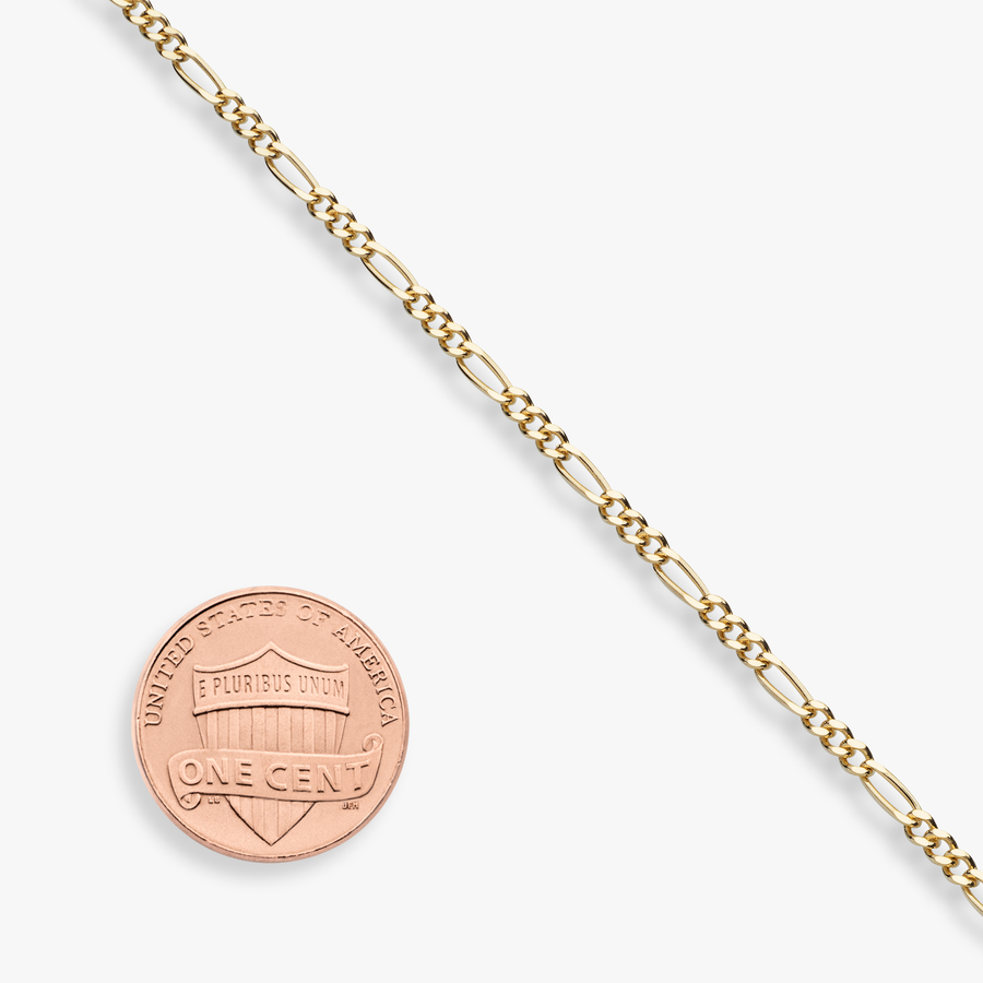 Figaro Adjustable Choker Necklace in 18k gold over sterling silver, 2.3mm