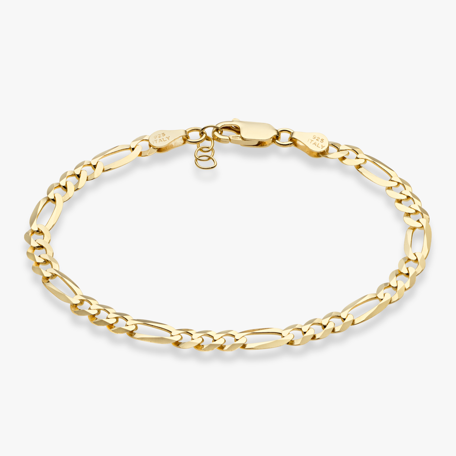 Gold Figaro Bracelet, 4mm, 18K Solid Figaro Links Chain, Solid Italian Gold  Bracelet, Birthday Gift for Men, Valentines Giftfor Husband - Etsy