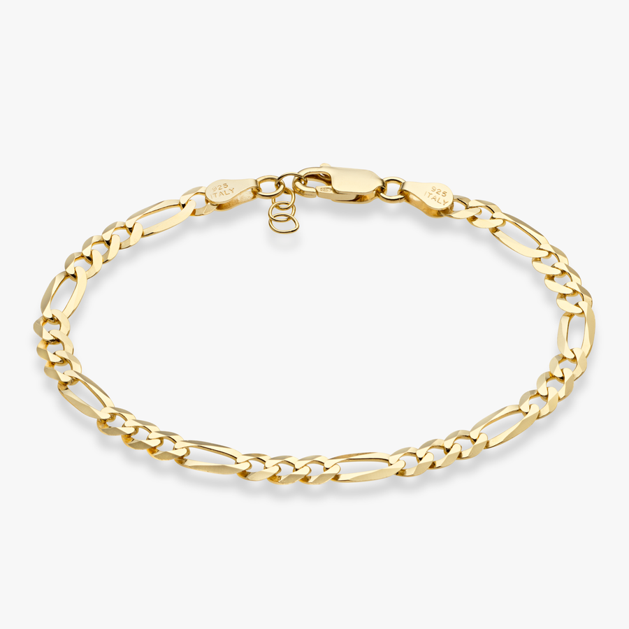 Figaro Chain Bracelet in 18k Gold Over Sterling Silver, 5mm – Miabella Figaro Chain Bracelet in 18k Gold Over Sterling Silver, 5mm – Miabella
