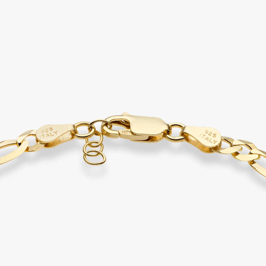 Figaro Chain Bracelet in 18k Gold Over Sterling Silver, 5mm – Miabella Figaro Chain Bracelet in 18k Gold Over Sterling Silver, 5mm – Miabella