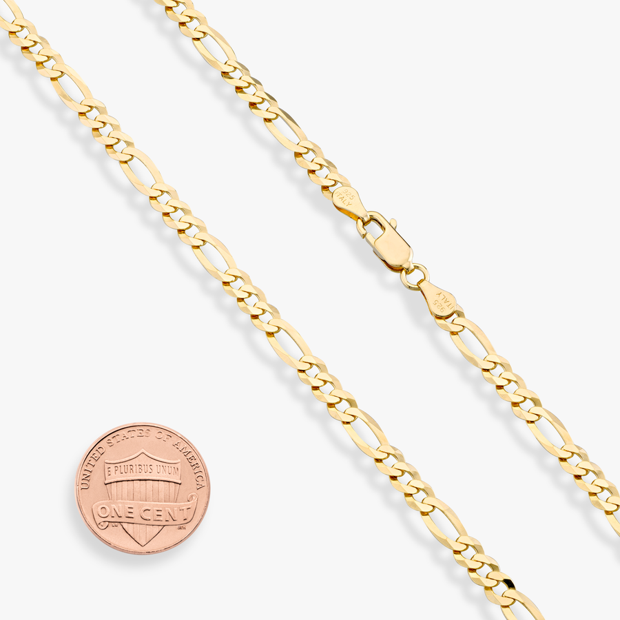 Figaro Chain Necklace in 18k gold over sterling silver, 5mm