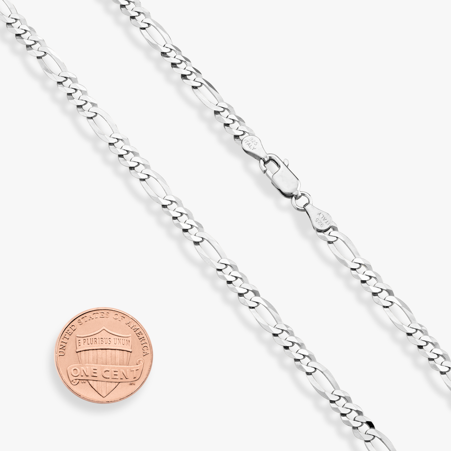 Figaro Chain Necklace in Sterling Silver, 5mm