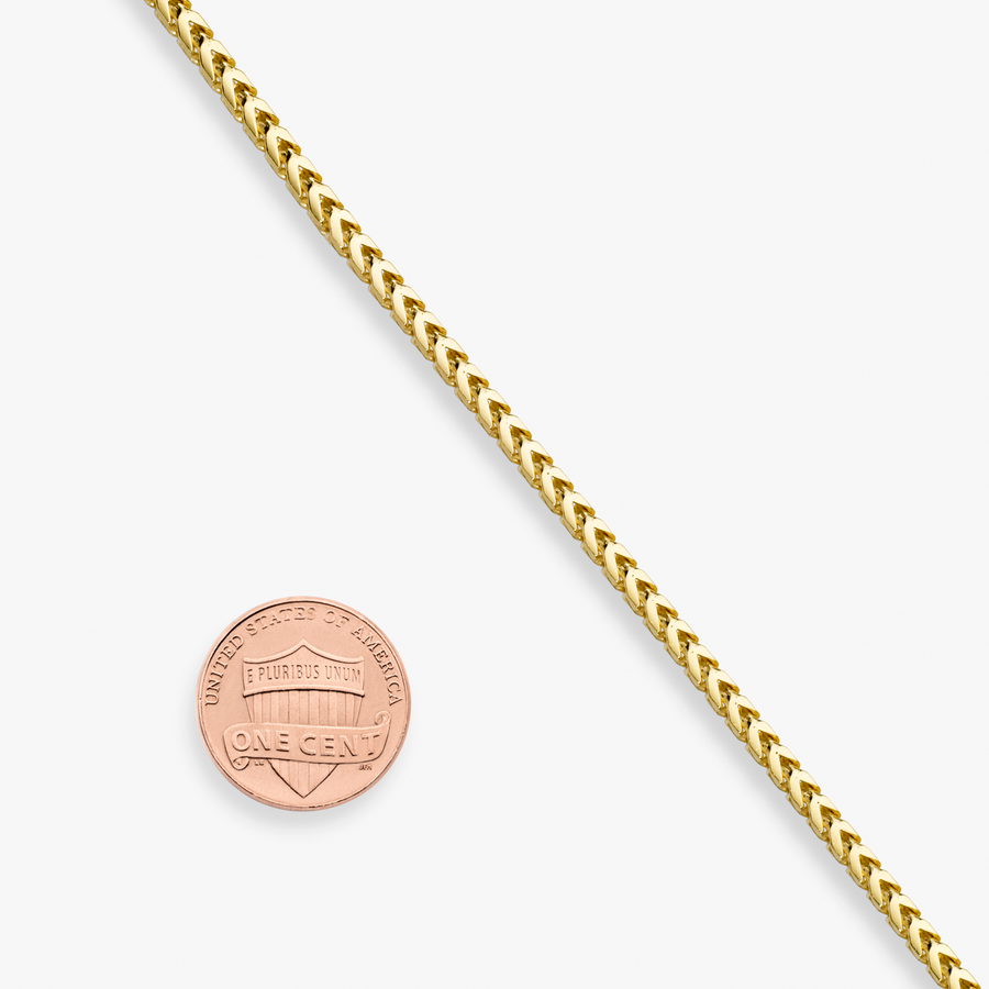 Franco Square Box Chain Necklace in 18k gold over sterling silver, 2.5mm