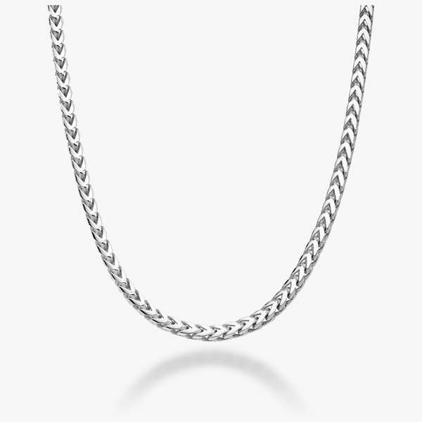 Franco Square Box Chain Necklace in Sterling Silver, 2.5mm – Miabella