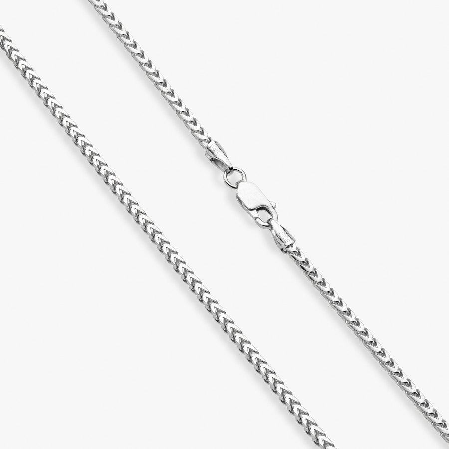 Franco Square Box Chain Necklace in Sterling Silver, 2.5mm