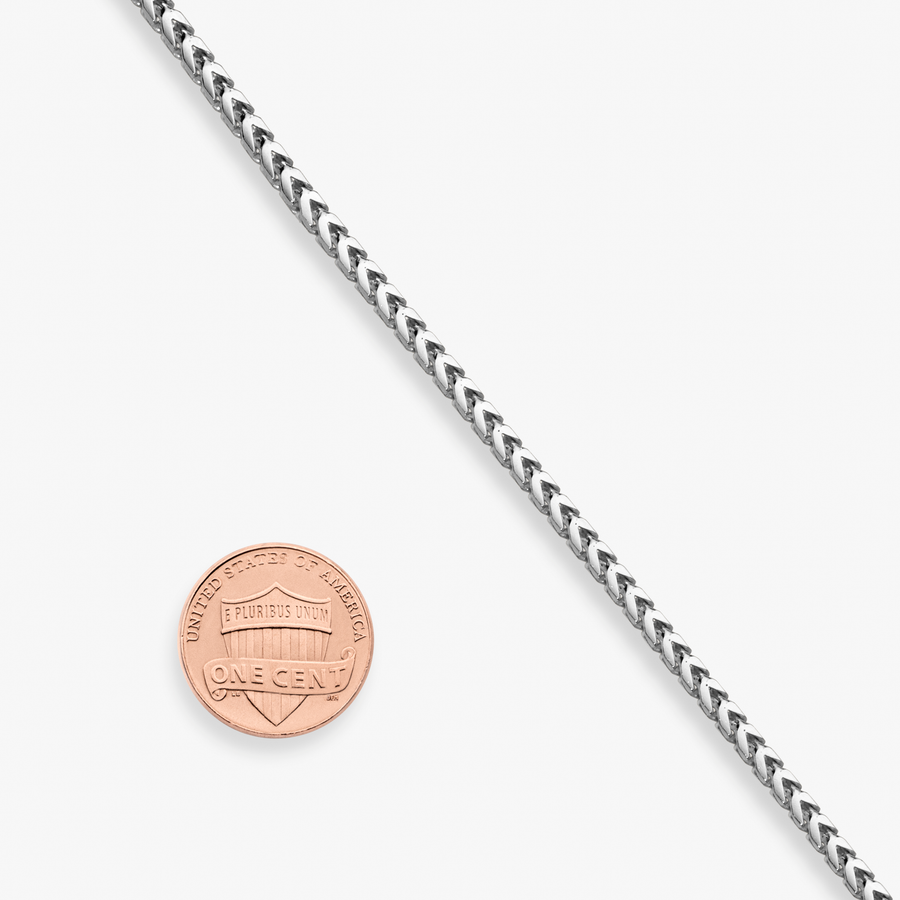 Franco Square Box Chain Necklace in Sterling Silver, 2.5mm