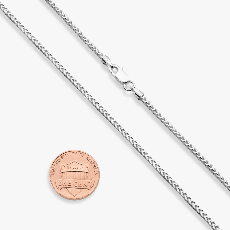 Franco Square Box Chain Necklace in Sterling Silver, 2mm