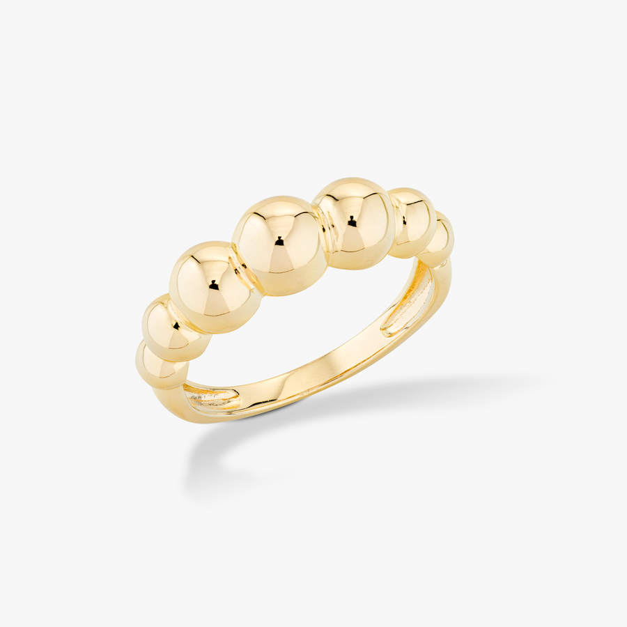 Graduated Bead Ring in 18k gold over sterling silver
