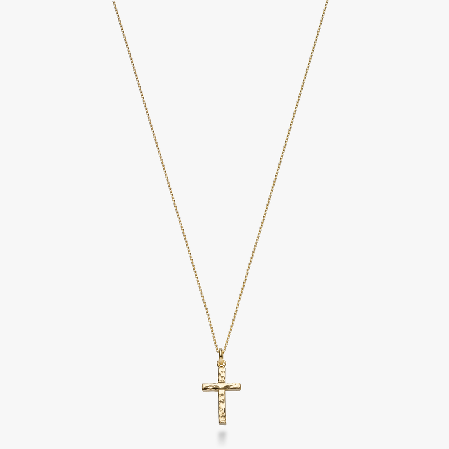 Hammered Cross Pendant Necklace in 18k gold over sterling silver
