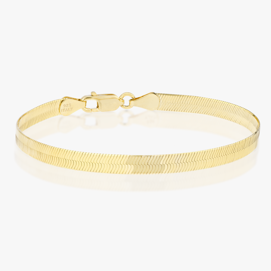 Herringbone Bracelet in 18k gold over sterling silver, 4.5mm
