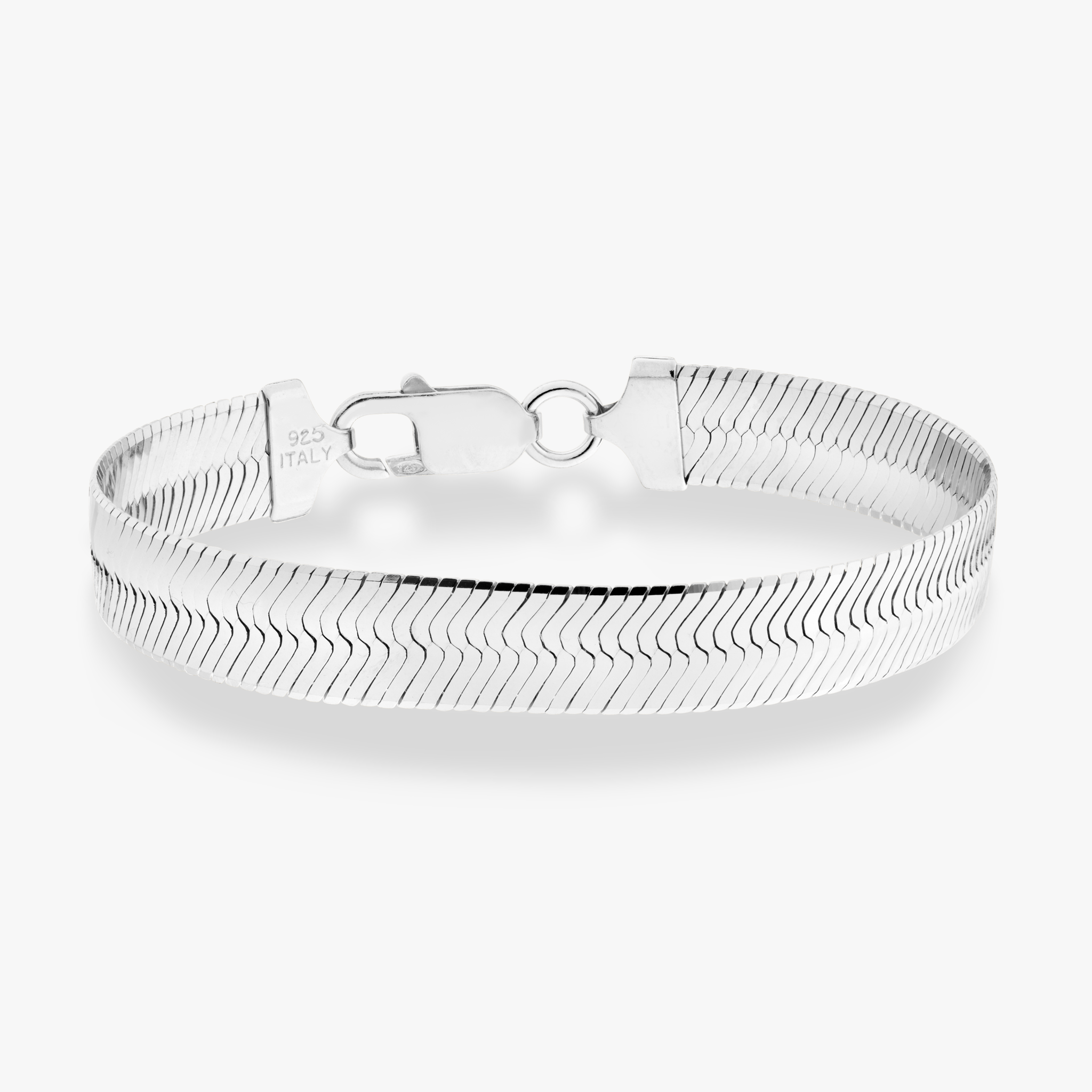 Herringbone Bracelet in Sterling Silver, 10mm – Miabella