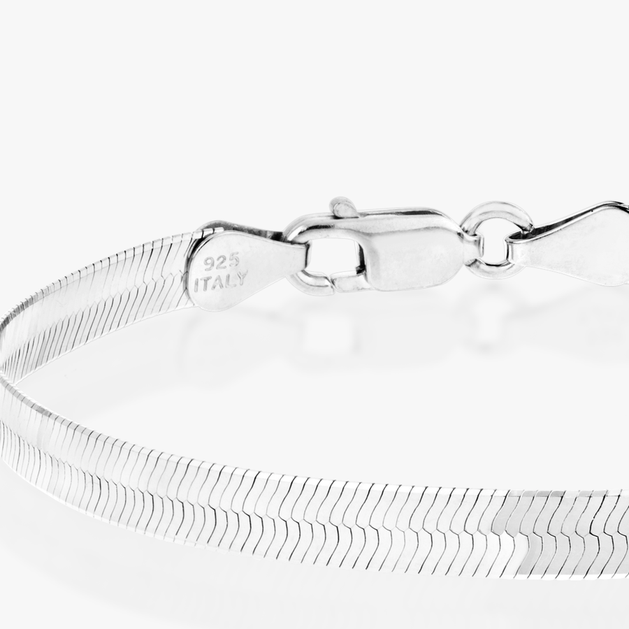 Herringbone Bracelet in Sterling Silver, 4.5mm