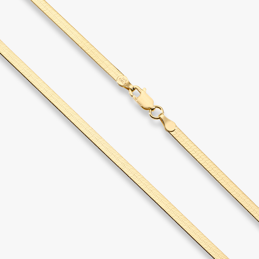 Herringbone Necklace in 18k gold over sterling silver, 3.5mm