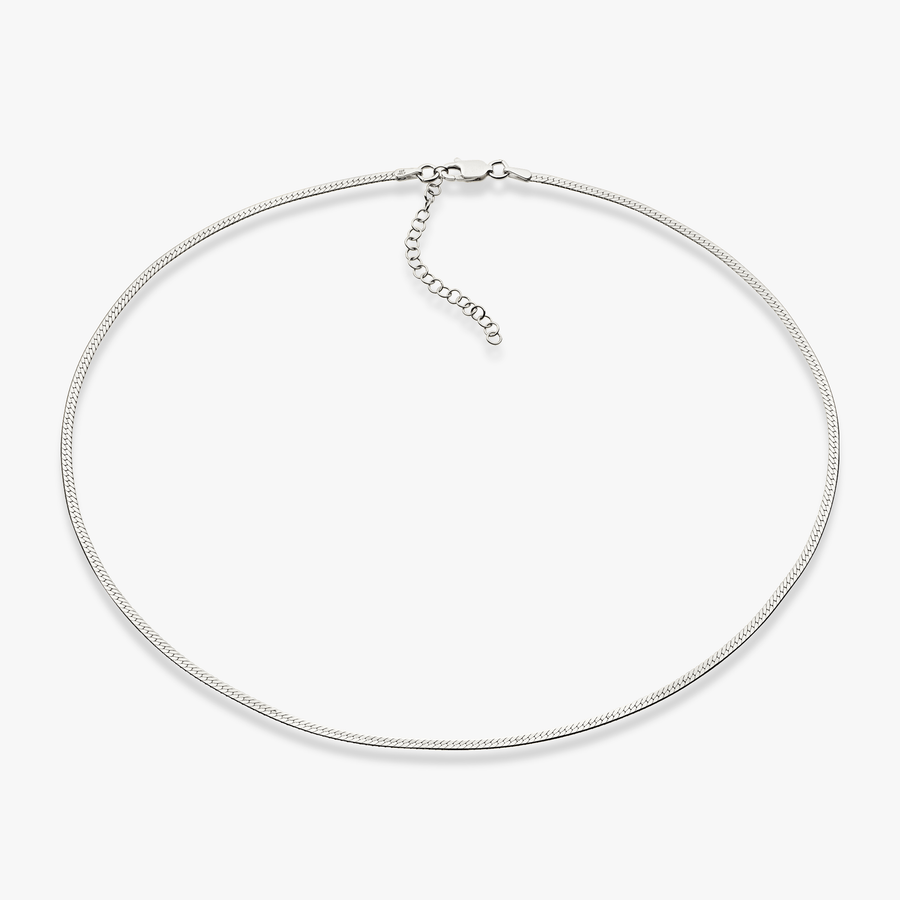 Herringbone Necklace in Sterling Silver, 2mm
