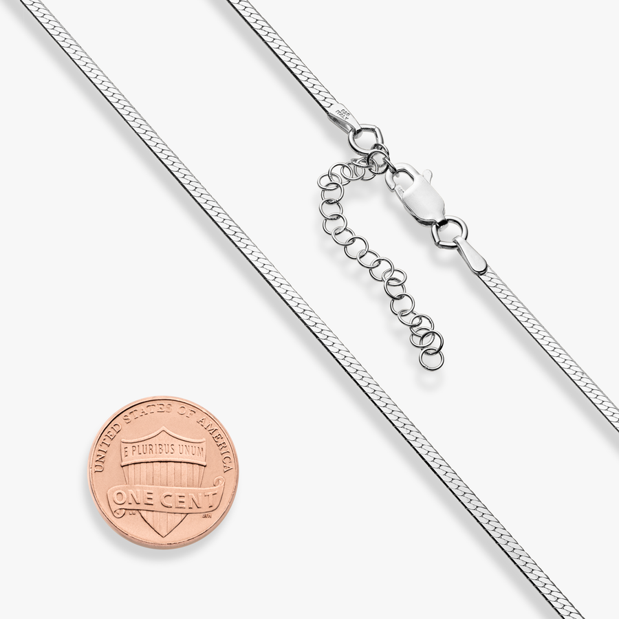 Herringbone Necklace in Sterling Silver, 2mm
