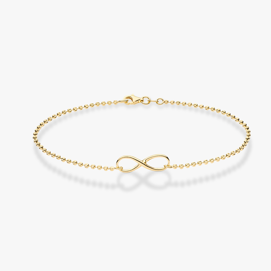 Infinity Beaded Anklet in 18k gold over sterling silver