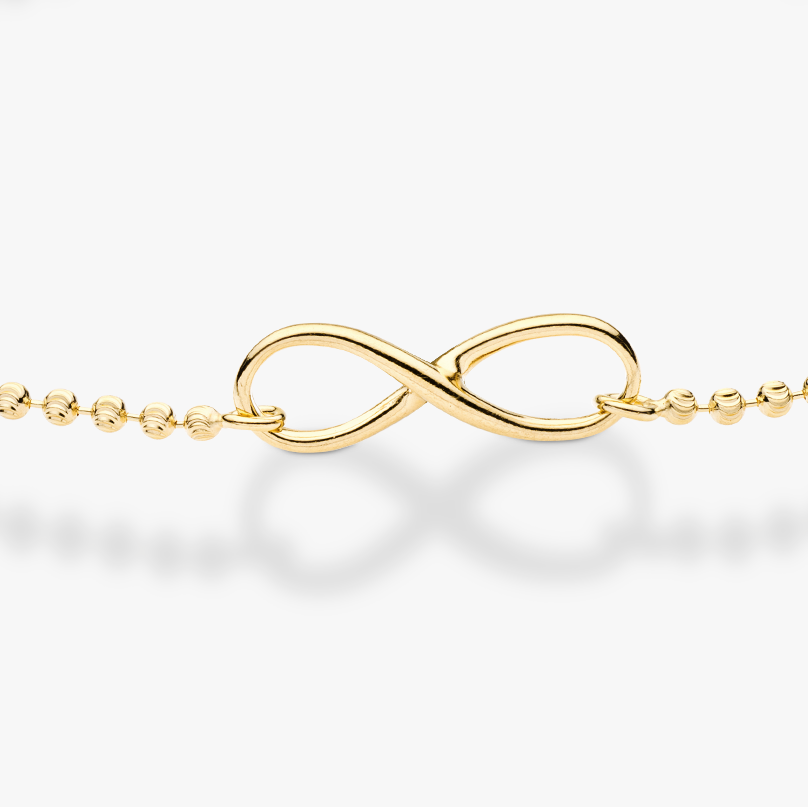 Infinity Beaded Anklet in 18k gold over sterling silver